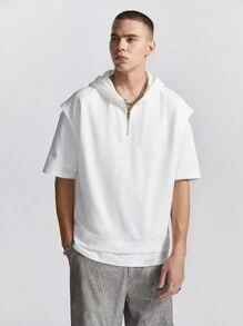 Manfinity VCAY Suéter de punto flojo de manga corta para hombre, adecuado para verano