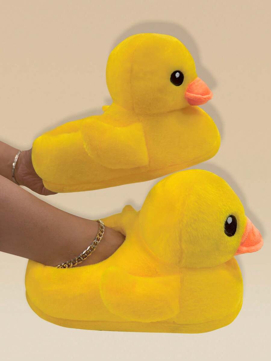 Women's Warm And Non-Slip Full Coverage Yellow Duck Slippers For Home Use - Yellow - View 1