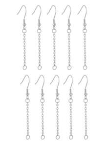 10pcs Stainless Steel Cable Chain Earring Hooks, Charm Connectors For Diy Jewelry Making