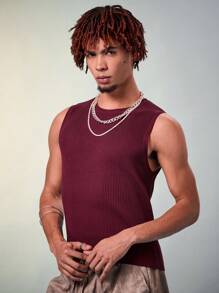 Manfinity Fever City Chaleco de punto para hombre con mangas sin mangas y unicolor, para verano