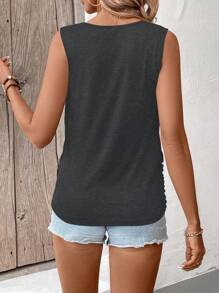 SHEIN LUNE 女性簡約純色無袖背心，適用於日常穿著 - 深灰色 - 查看 2