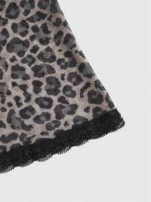 ROMWE J-Fashion Lưới nhung mịn & họa tiết da báo, viền ren ruy băng, 2 trong 1, áo yếm nữ hở lưng - Nhiều màu - Xem 4