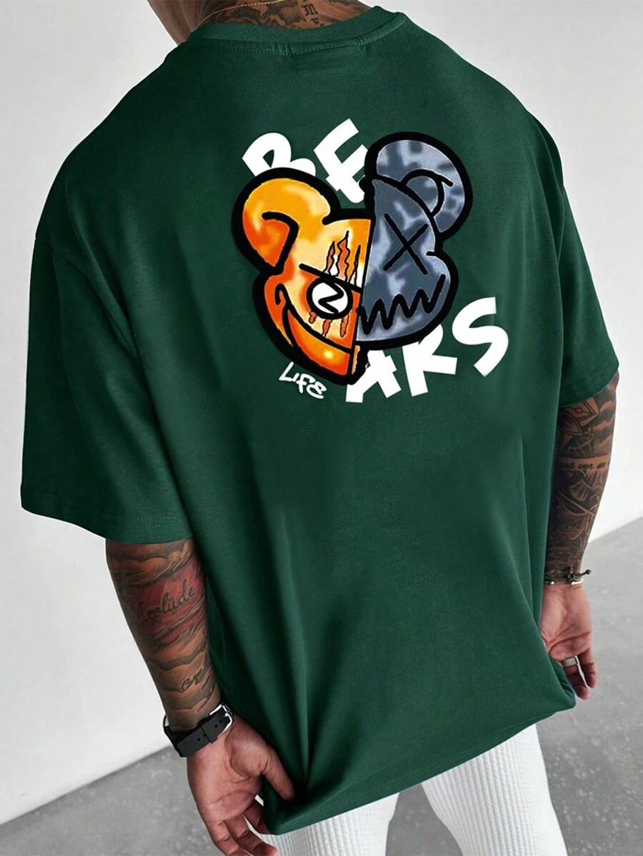 Manfinity EMRG Áo thun & Áo lót Nam Hoạt hình Lá thư Giải trí - màu xanh lá - Xem 1