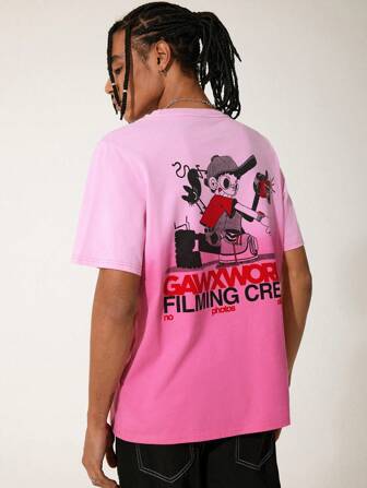 GAWX Kurzarm T-Shirt mit Muster in Künstler-Kollaboration, grafisches T-Shirt geeignet für alltägliches Tragen im Frühling und Sommer, Urlaub, Ferien, Festivals, passt zu Ibiza-Outfits