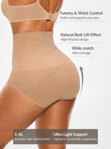 SHEIN Shape Dreieckiger Shapewear Höschen für Damen mit hohem Bund Einfarbig