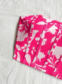 Soleia Top corto bustier con diseño floral pequeño en color naranja para atuendos informales de vacaciones para mujeres