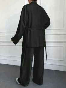 EURMUSE Beige Two Pieces Sets - Black - View 2