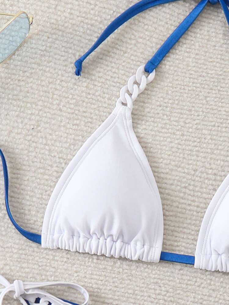 Summer Color-Block Bikini Set For Beach Vacation