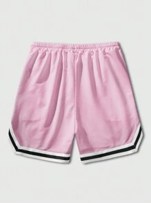 ROMWE MEN Street Life Quần short nam có dây rút in chữ thời trang và đa năng - Hồng - Xem 2