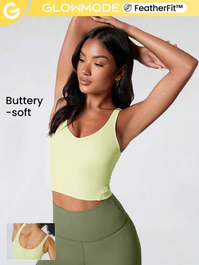 خزان ملابس علوية مقصر ذو ظهر على شكل حرف U من FeatherFit™ للنشاطات اليومية والتمرين الخفيف مثل اليوغا