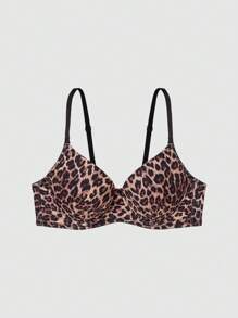 Women's Elegant Leopard Print Backless Bra With Slight Stretch Fabric And Multicolor Design - Multicolor - View 4