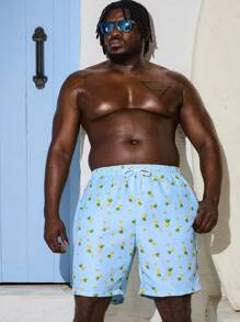 Surfspeed Men's Plus Size Simple And Casual Random Printed Beach Shorts - Multicolor - View 5