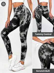 Core Rhythm Tie-Dye Seamless Highly Elastic Sports Leggings Sport Studio High Waisted  Seamless Slim Leggings For Women - Resilient Soft Touch Breathable 4-Way Stretch Legging For Running Cycling Yoga Pickleball Exercize Casual - Multicolor - View 5