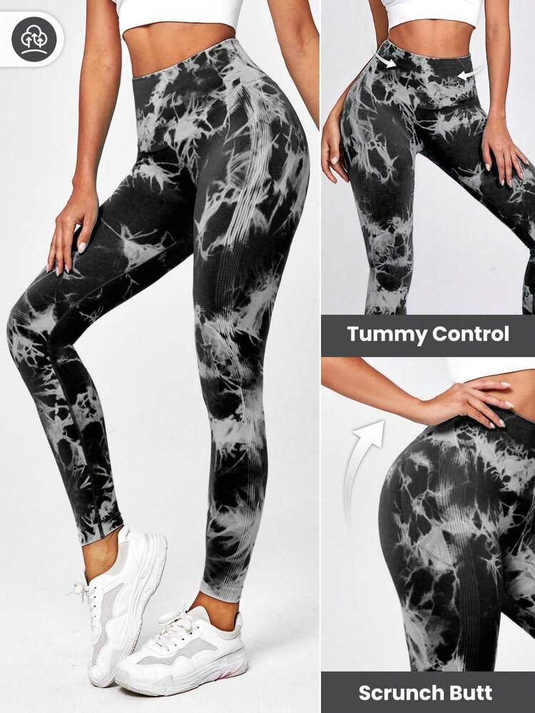 Tie-Dye Seamless Highly Elastic Sports Leggings Sport Studio High Waisted  Seamless Slim Leggings For Women - Resilient Soft Touch Breathable 4-Way Stretch Legging For Running Cycling Yoga Pickleball Exercize Casual
