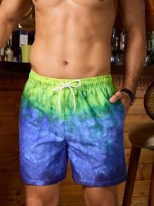 Surfspeed Men's Summer Tie-Dye Printed Drawstring Waist Beach Shorts - Multicolor - View 3