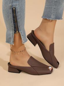 New Summer Fashion Solid Color Casual Elegant Women's Peep Toe High Heel Sandals - Coffee Brown - View 2