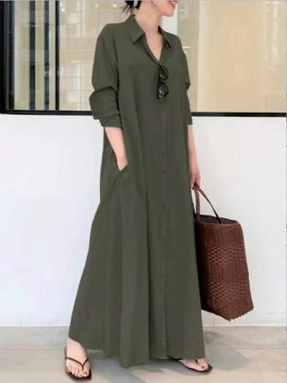 Women's Extra Long Shirt Dress