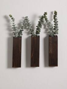 木质壁挂式花盆，适用于卧室、客厅，现代农舍风格，木质口袋式壁挂花瓶，可放置干花和人造植物，家居装饰，房间装饰，墙面装饰礼品，生日和毕业礼物 - 咖色 - 查看 11