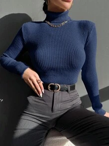 RueChic Pullover mit Rollkragen, Rippenstrick