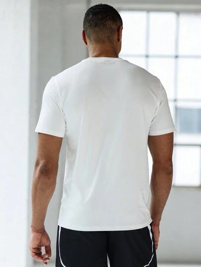 Boyfriend Style Men's Fashionable Simple Printed Loose Comfortable Short Sleeve Sports Top