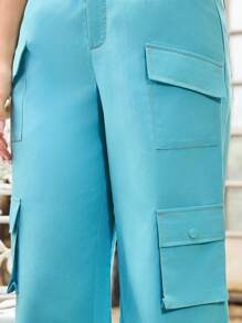 COSMINA Women's Solid Color Multi-Pocket Utility Casual Pants, Perfect For Vacation - Green - View 8