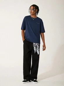 GAWX 艺术家男士合作印花短袖 T 恤，图案 T 恤适合春夏季日常穿着，100% 纯棉，节日、新年、度假、节日 - 寶藍色 - 查看 3