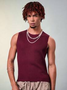 Manfinity Fever City Chaleco de punto para hombre con mangas sin mangas y unicolor, para verano