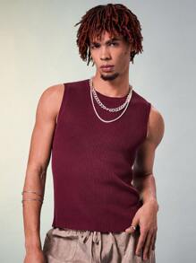 Manfinity Fever City Chaleco de punto para hombre con mangas sin mangas y unicolor, para verano
