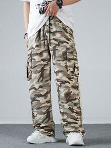 Manfinity EMRG Men's Cargo Camouflage Drawstring Pants With Pockets - Multicolor - View 6