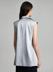 Ontre Chaqueta De Traje Sin Mangas Con Hombreras Acolchadas, Cuello De Solapa Y Botón - Gris Claro - Ver 2