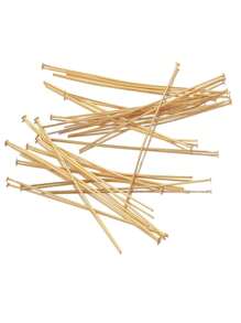 50入組不銹鋼T型頭別針耳環手環首飾配件,DIY珠寶製作配件材料 - 金黃色 - 查看 1