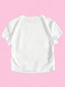 Flirla Plus Size T-Shirt Slogan Cropped Tee I'M LITERALLY JUST A GIRL Women Graphic Tee Top For Summer