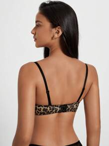Women's Elegant Leopard Print Backless Bra With Slight Stretch Fabric And Multicolor Design - Multicolor - View 2