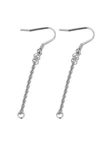10pcs Stainless Steel Cable Chain Earring Hooks, Charm Connectors For Diy Jewelry Making