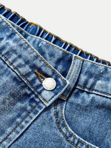 SHEIN Girlism Gonna gonnellino asimmetrica in denim lavato a pietra in stile boho per ragazze pre-adolescenti, set di pantaloncini estivi per ragazze