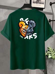 Manfinity EMRG Áo thun & Áo lót Nam Hoạt hình Lá thư Giải trí - màu xanh lá - Xem 4