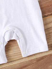Baby Boy Birthday Letter Print Short Sleeve Romper, Cute, Spring/Summer