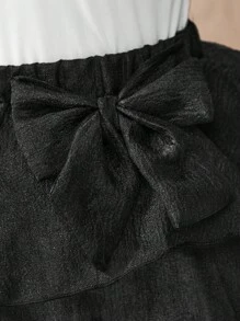 寶寶女孩時尚刺繡蕾絲襯衫蝴蝶結連衣裙套裝，夏季 - 黑與白 - 查看 8