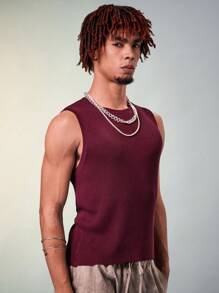 Manfinity Fever City Chaleco de punto para hombre con mangas sin mangas y unicolor, para verano