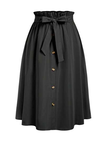 EMERY ROSE Plus Size Women's Solid Color Simple Daily Wear Belted Skirt