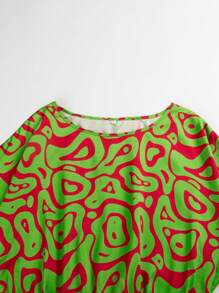 Green Vintage Lantern Sleeve Cinched Waist Midi Dress, 3/4 Sleeve, Perfect For Vacation - 薄荷綠 - 查看 5