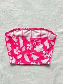 Soleia Top corto bustier con diseño floral pequeño en color naranja para atuendos informales de vacaciones para mujeres