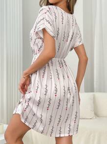 Vestido de estar por casa cómodo y suelto para mujer con estampado de rayas