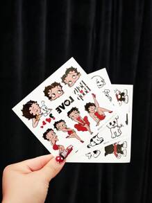 Betty Boop | ROMWE 6 Sheet Cameraman Tattoo Sticker Waterproof Temporary Tattoo For Body Art - Multicolor - View 4