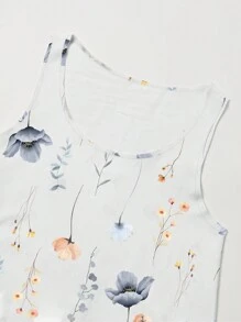 INAWLY 夏季假期花卉印花無袖女裝連衣裙 - 白色 - 查看 4