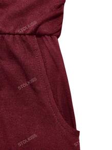 Women's Solid Color Strapless Cold Shoulder Loose Midi Dress