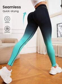 Easithlete 漸層收復運動打底褲 - 黑色 - 查看 1