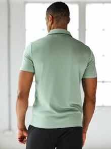 Boyfriend Style Men's Simple Solid Short Sleeve Polo Sports T-Shirt Golf Shirt Gym Wear For Mengym Wear Mengreen Polo For Menpolo Green For Mengym Men Clothes - Green - View 2
