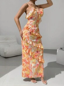 Allurite Women's Fashionable Ruffle Trim Decor Italian Dress Bodycon Dress - Multicolor - View 6