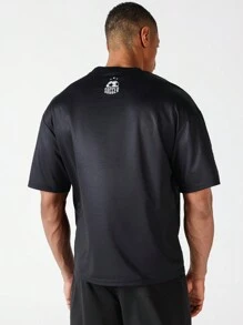 Manfinity Sport Corelite Boyfriend Style Men's Summer Football Letter Printed Short Sleeve Sports T-Shirt Back To School - Multicolor - View 2